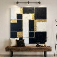 Black White Gold Geometric Blocks
