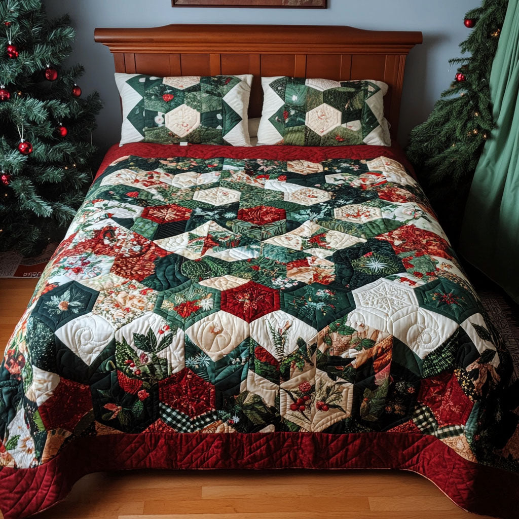 Geometric Serenity 3-Piece Quilted Bedding Set - Single (59" x 70")