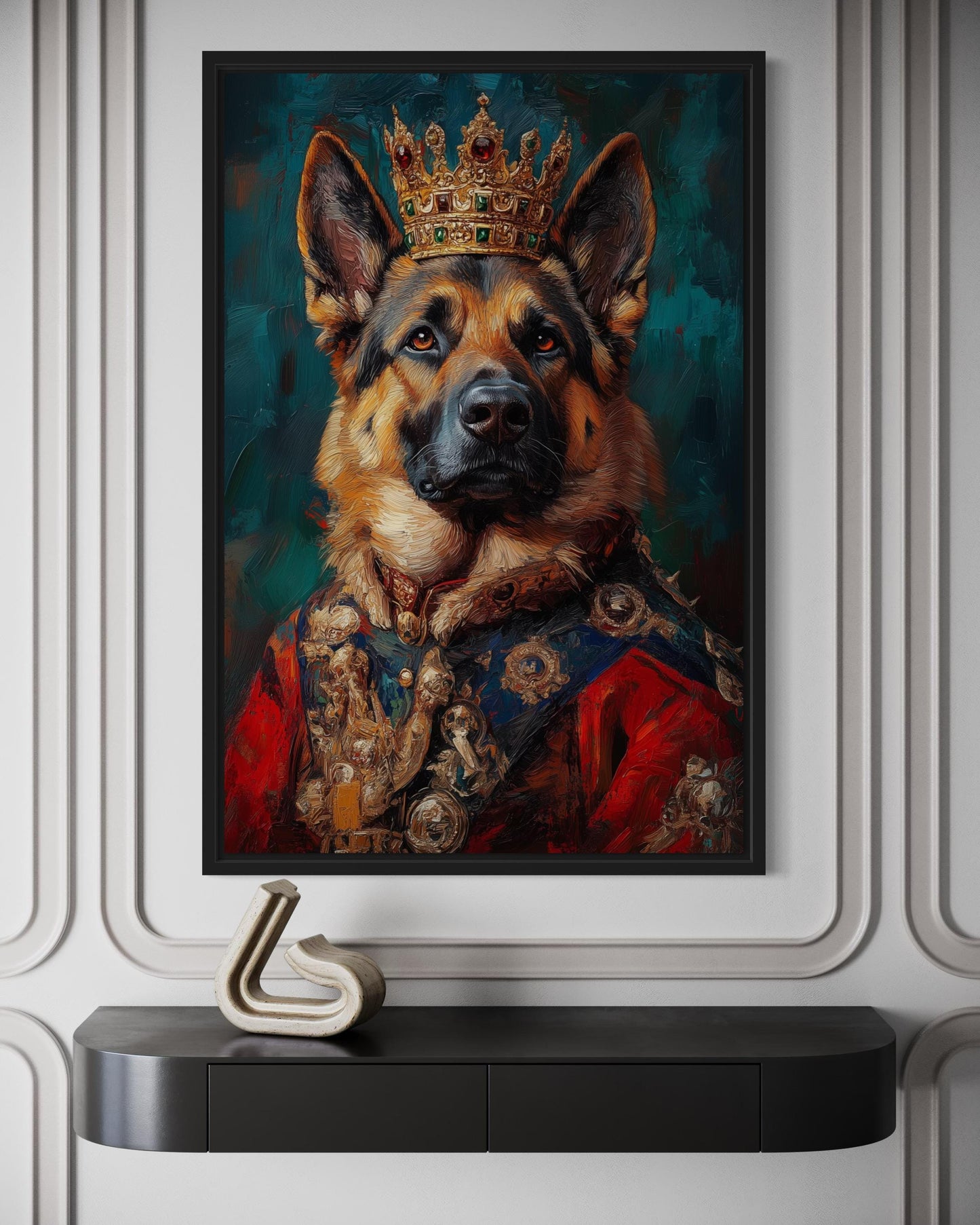 German Shepherd King With Crown Royal Portrait Wall Art