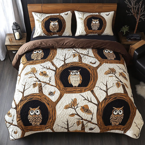 Gilded Hoot 3-Piece Quilted Bedding Set - Single (59" x 70")