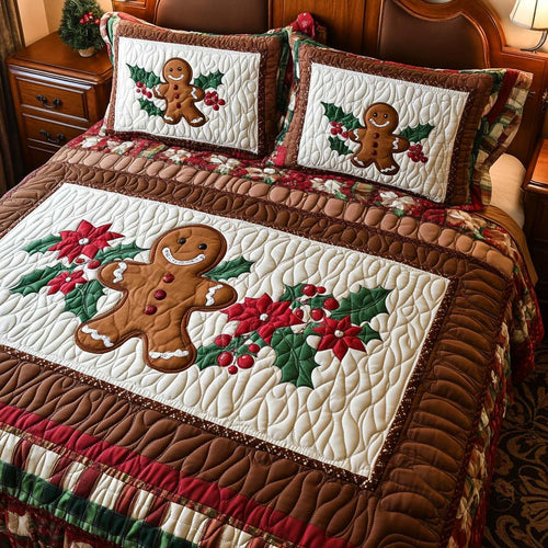 Gingerbread Cheer 3-Piece Quilted bedding Set - Single (59" x 70")