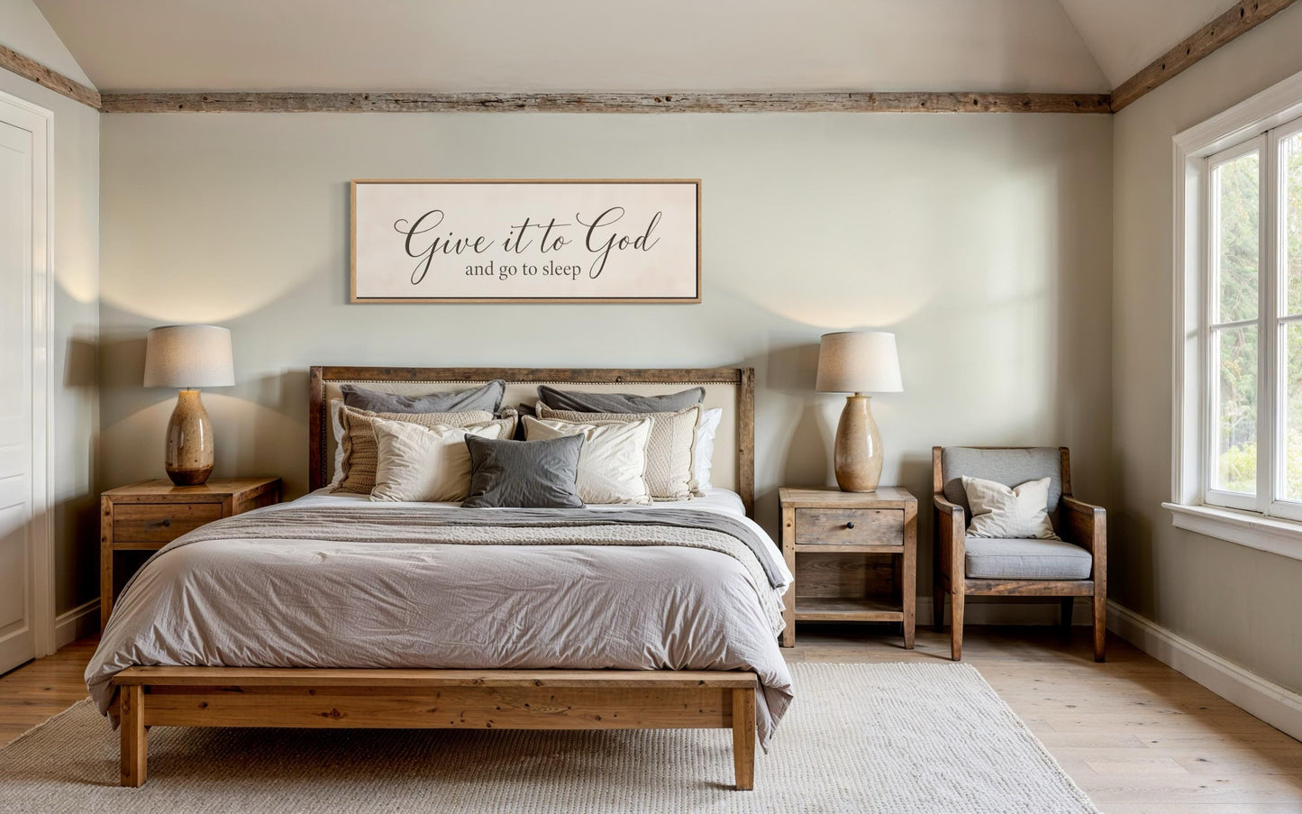 Give it to God and Go to Sleep Long Horizontal Sign Canvas Wall Art