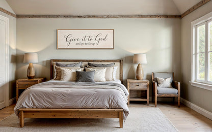 Give it to God and Go to Sleep Long Horizontal Sign Canvas Wall Art