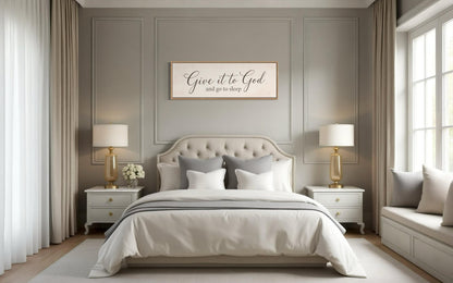 Give it to God and Go to Sleep Long Horizontal Sign Canvas Wall Art