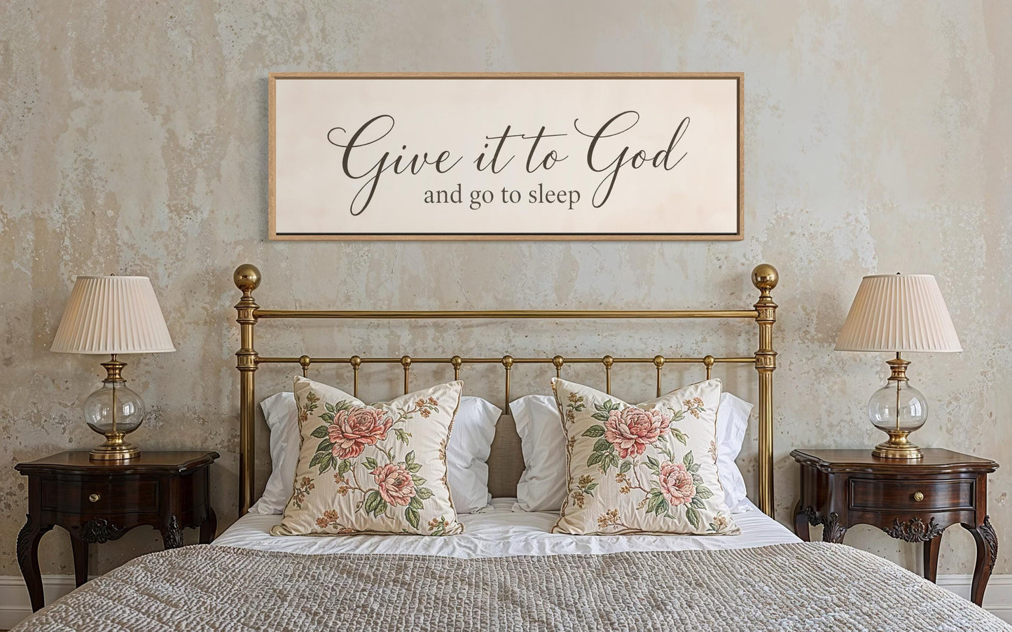 Give it to God and Go to Sleep Long Horizontal Sign Canvas Wall Art
