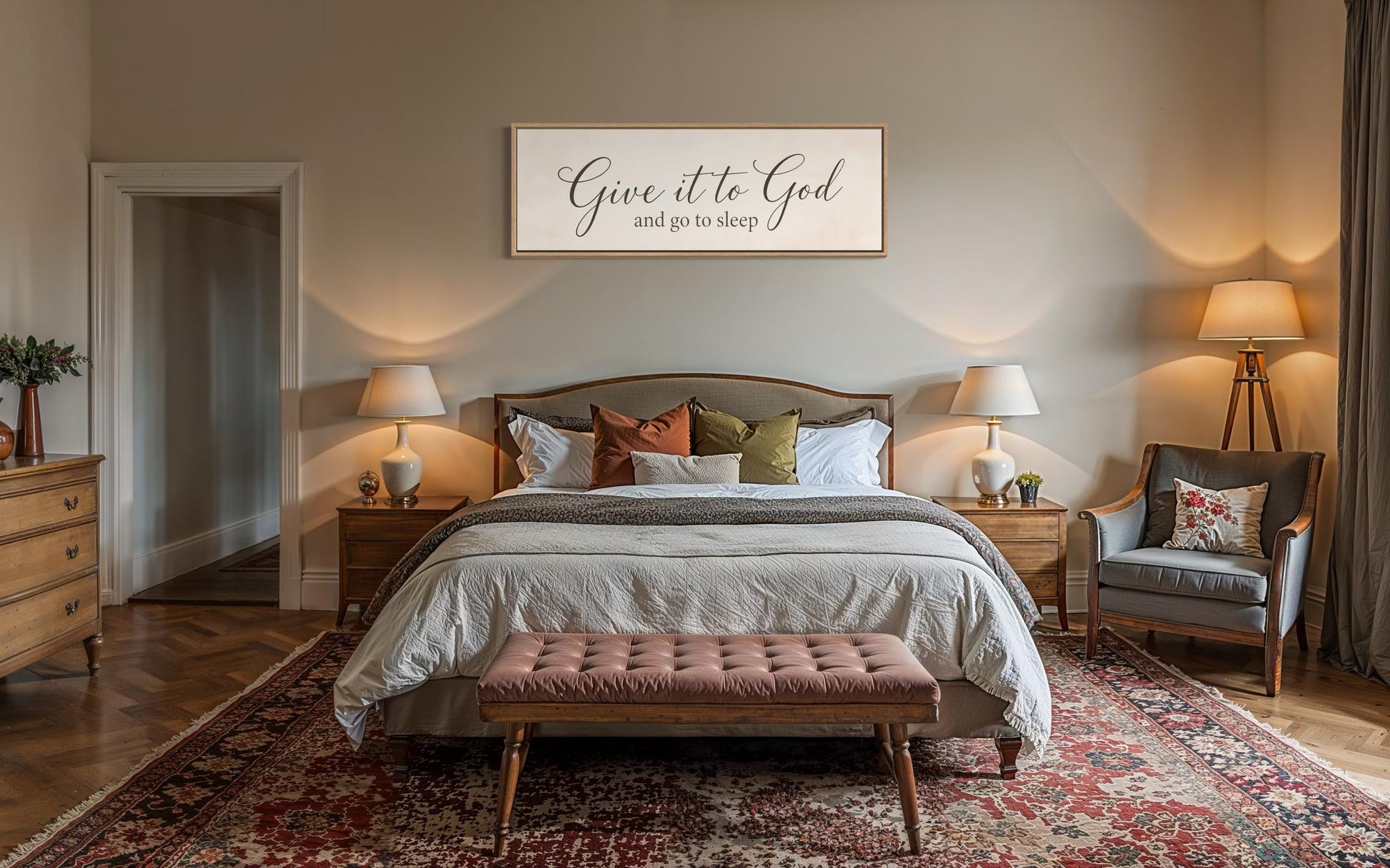 Give it to God and Go to Sleep Long Horizontal Sign Canvas Wall Art