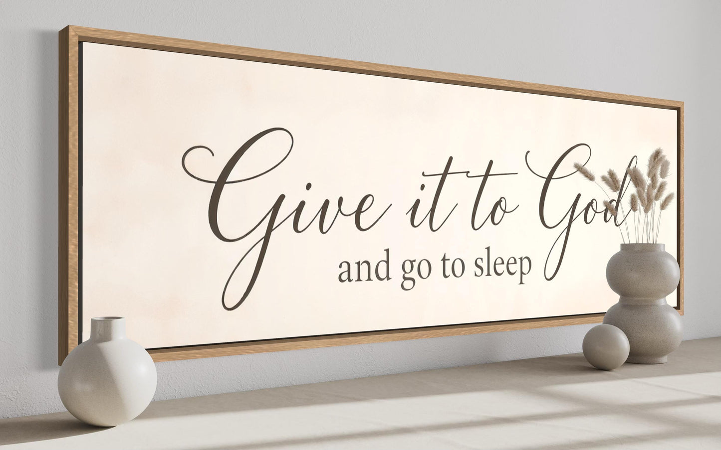 Give it to God and Go to Sleep Long Horizontal Sign Canvas Wall Art