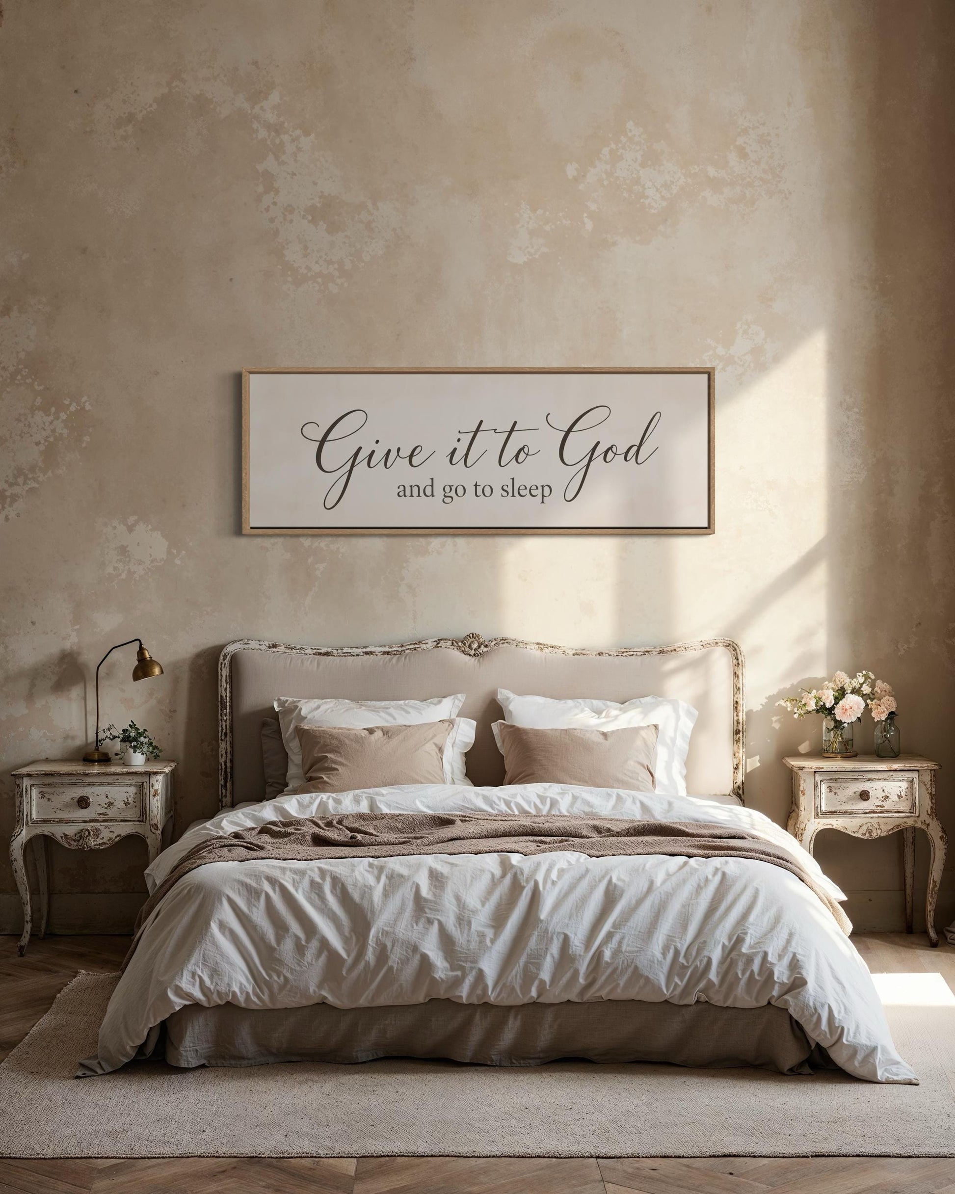 Give it to God and Go to Sleep Long Horizontal Sign Canvas Wall Art