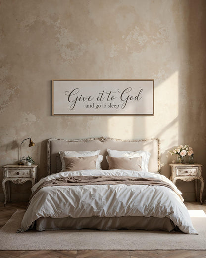 Give it to God and Go to Sleep Long Horizontal Sign Canvas Wall Art