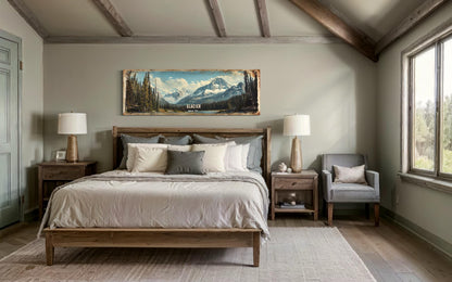 Glacier National Park Long Horizontal Framed Canvas Wall Art