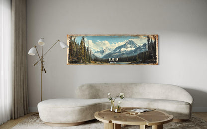 Glacier National Park Long Horizontal Framed Canvas Wall Art
