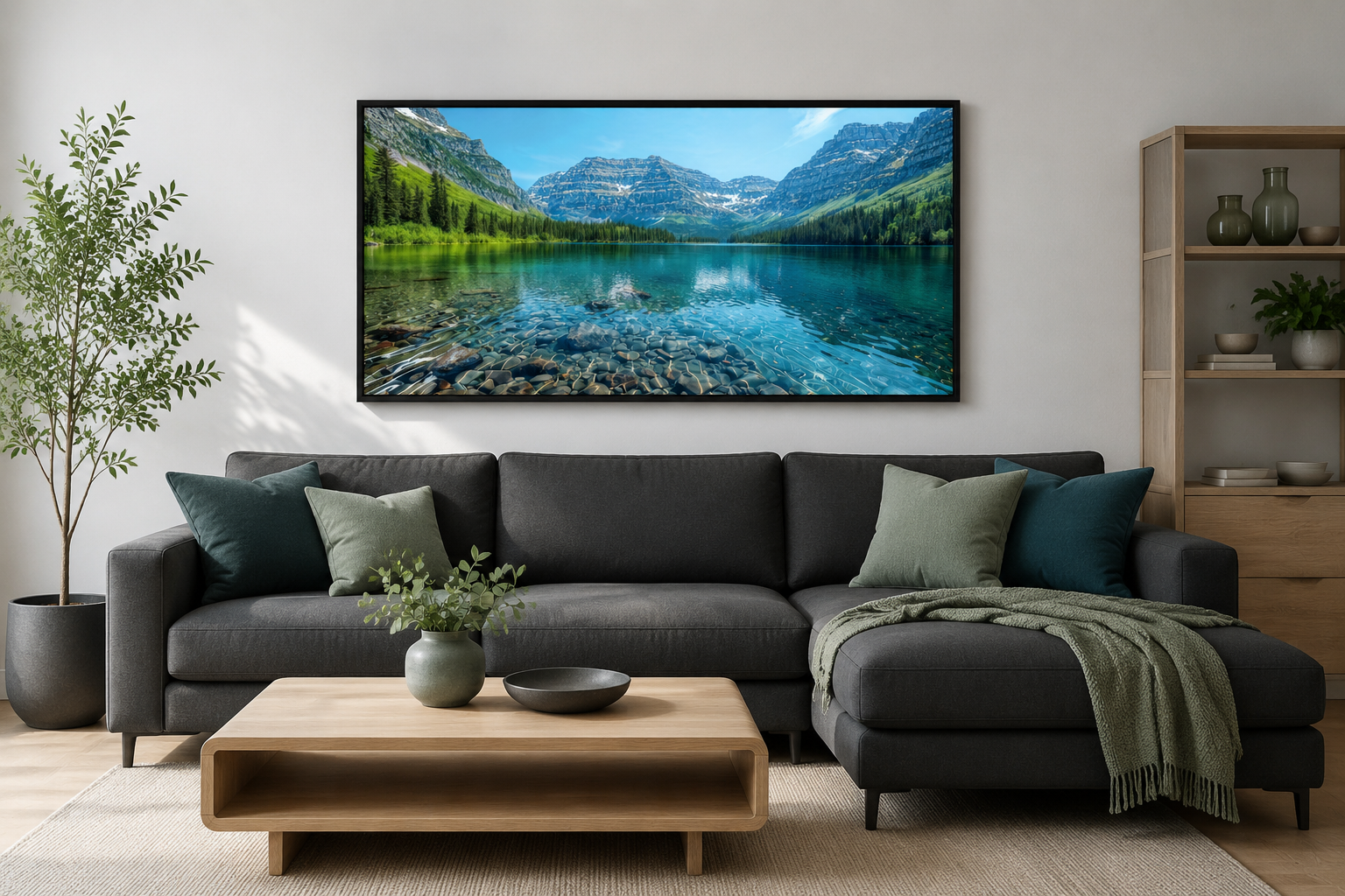Glacier National Park Wall Art – Montana Landscape Framed Canvas for Rustic Home Decor