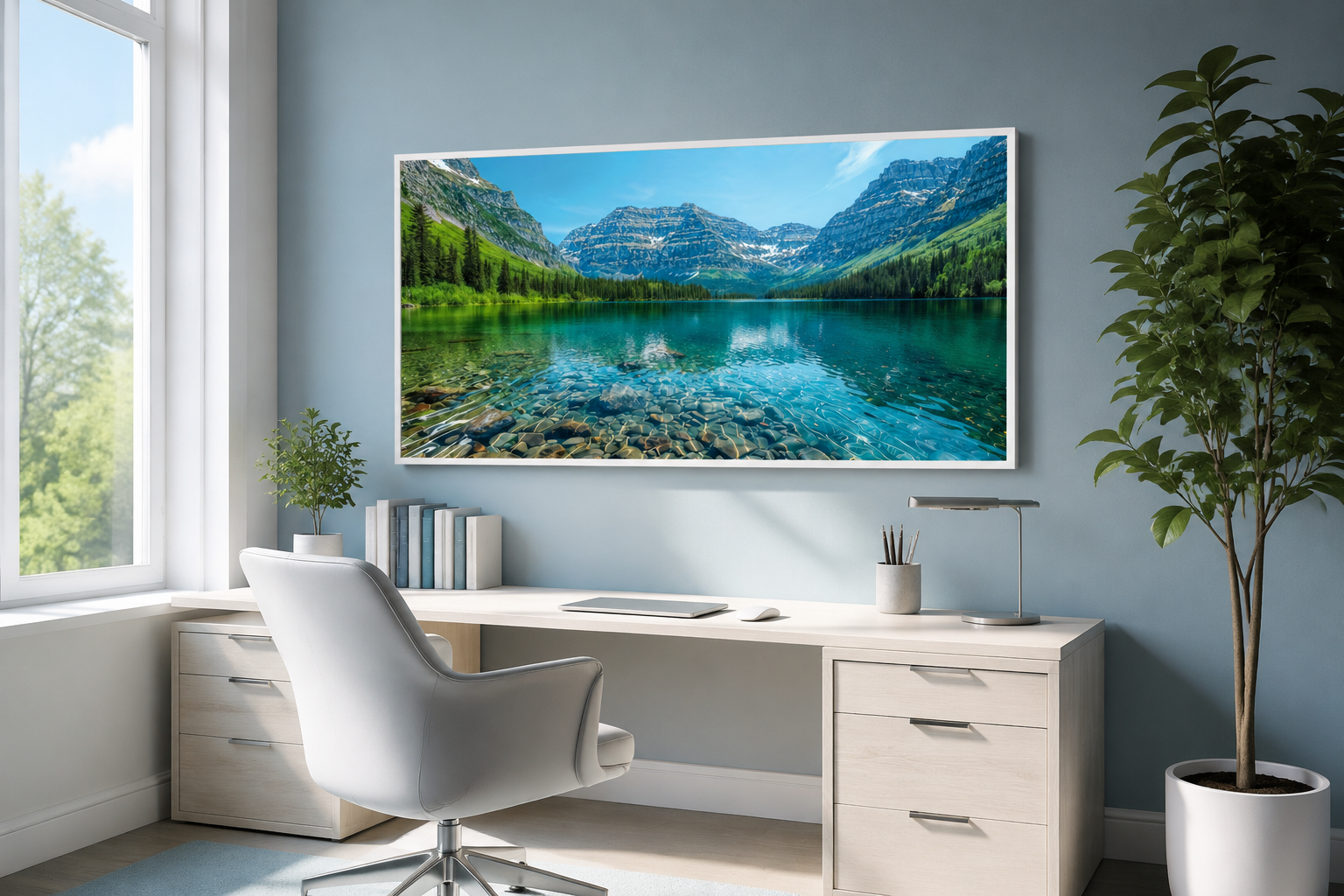 Glacier National Park Wall Art – Montana Landscape Framed Canvas for Rustic Home Decor