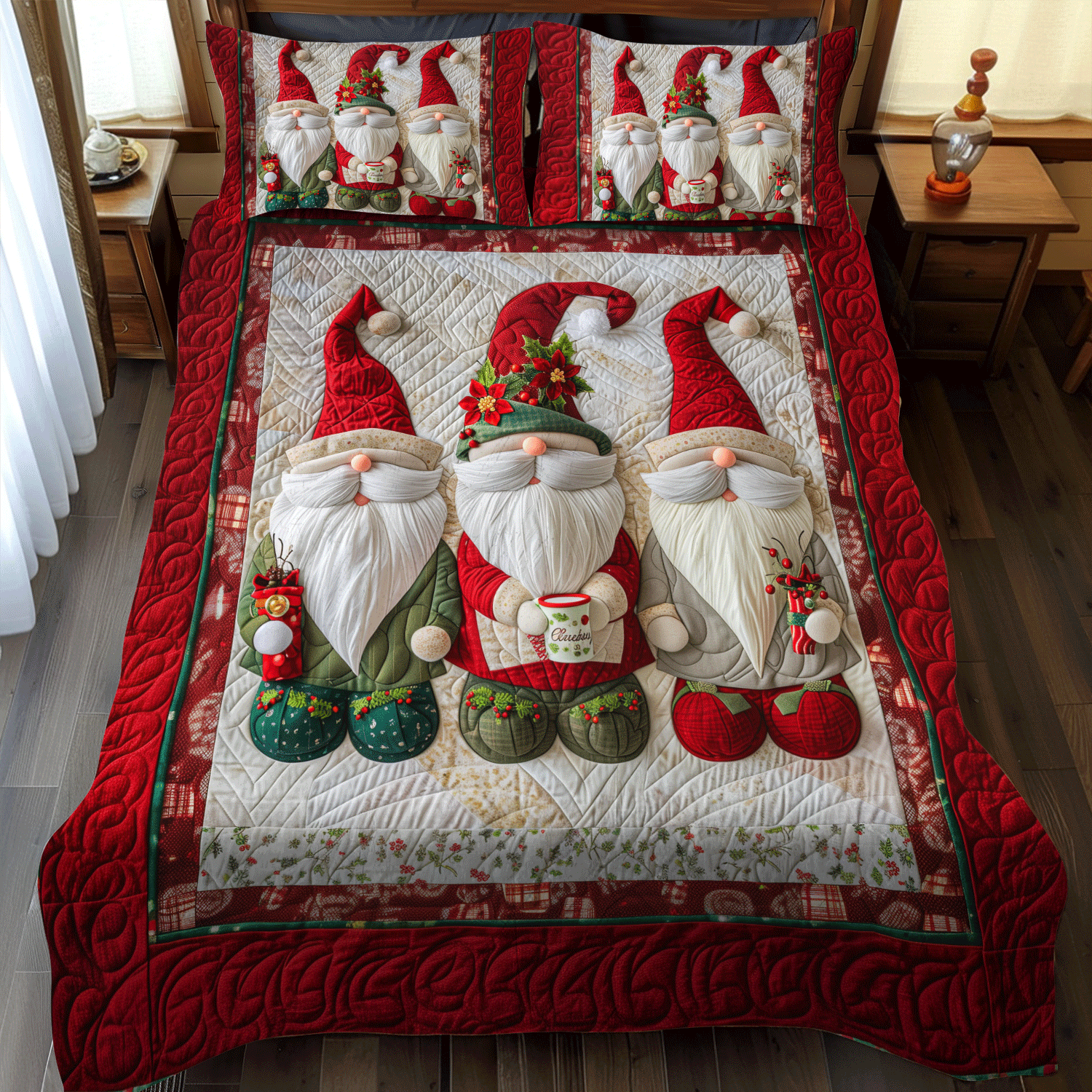 Gnome Home 3-Piece Quilted Bedding Set - Single (59" x 70")