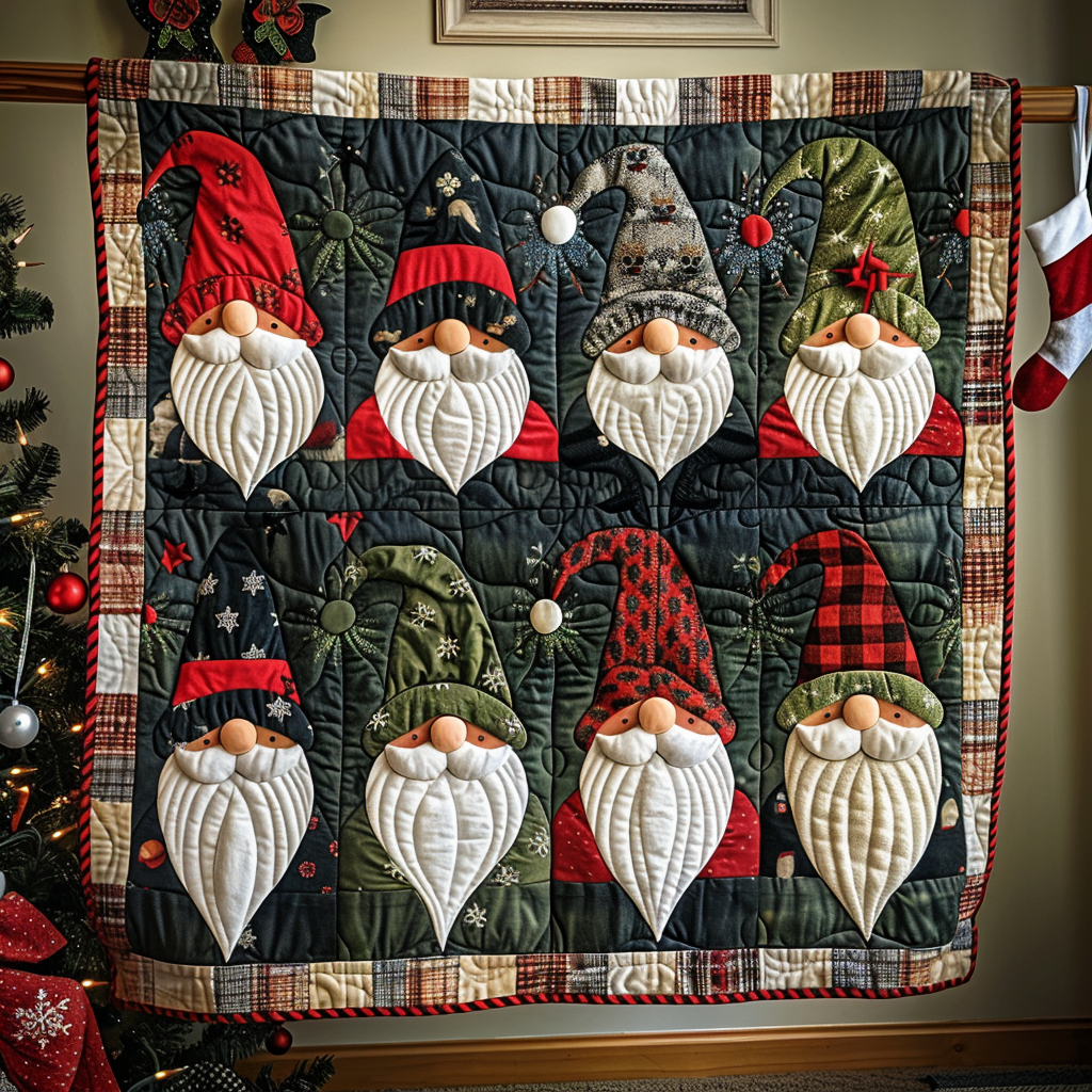 Throw (55'' x 60'') /Gnome Gathering Quilted Blanket
