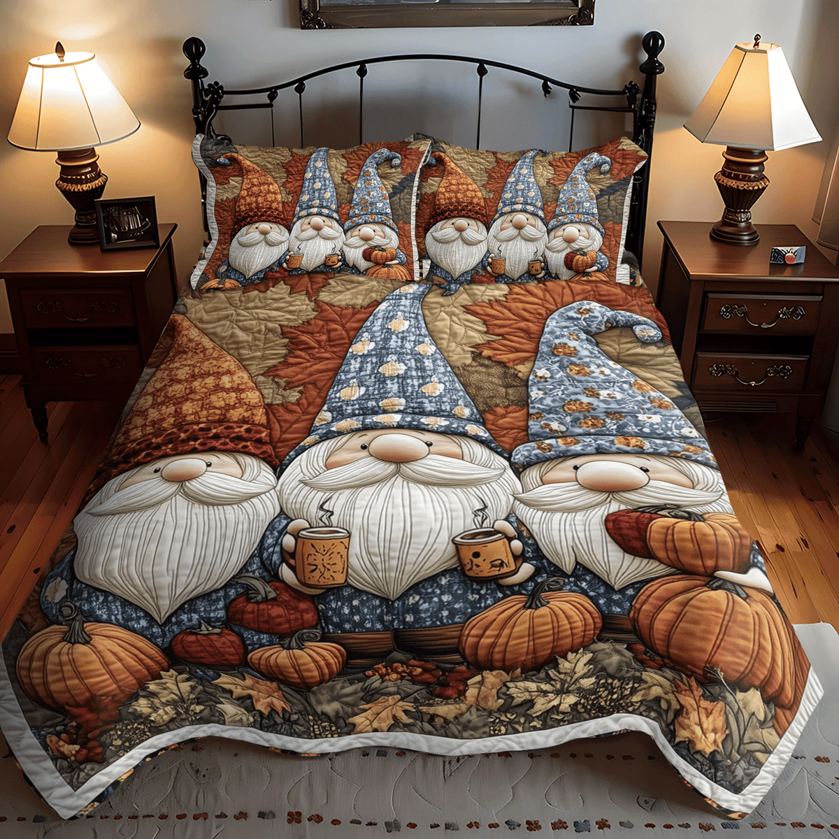 Gnome Harvest 3-Piece Quilted Bedding Set - Single (59" x 70")