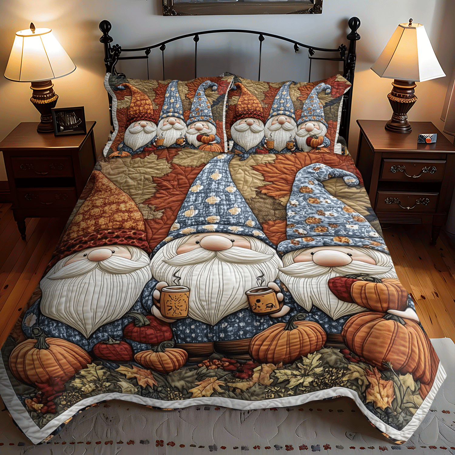 Gnome Harvest 3-Piece Quilted Bedding Set - Single (59" x 70")
