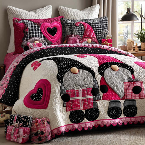 Gnome Heart Magic 3-Piece Quilted Bedding Set - Single (59" x 70")