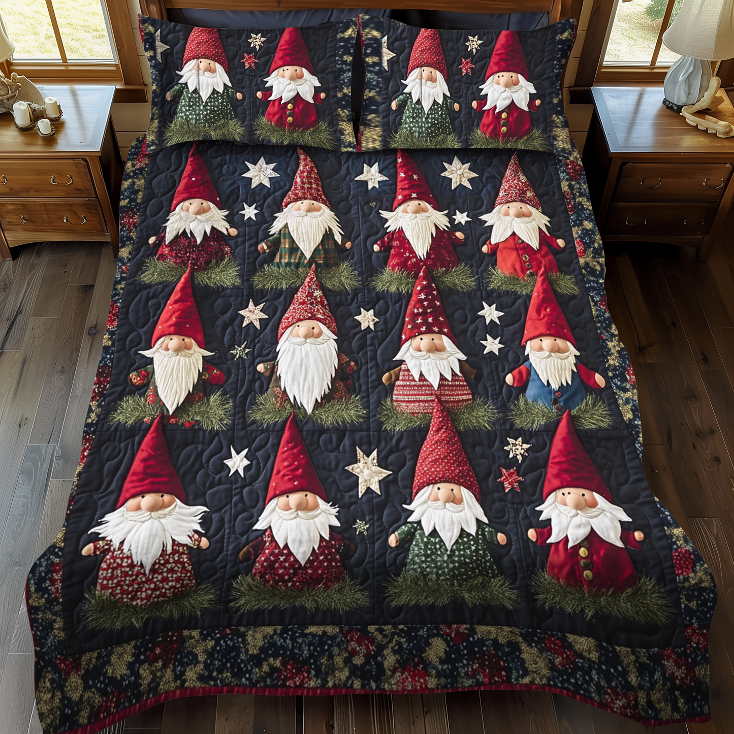 Gnome Stars 3-Piece Quilted Bedding Set - Single (59" x 70")