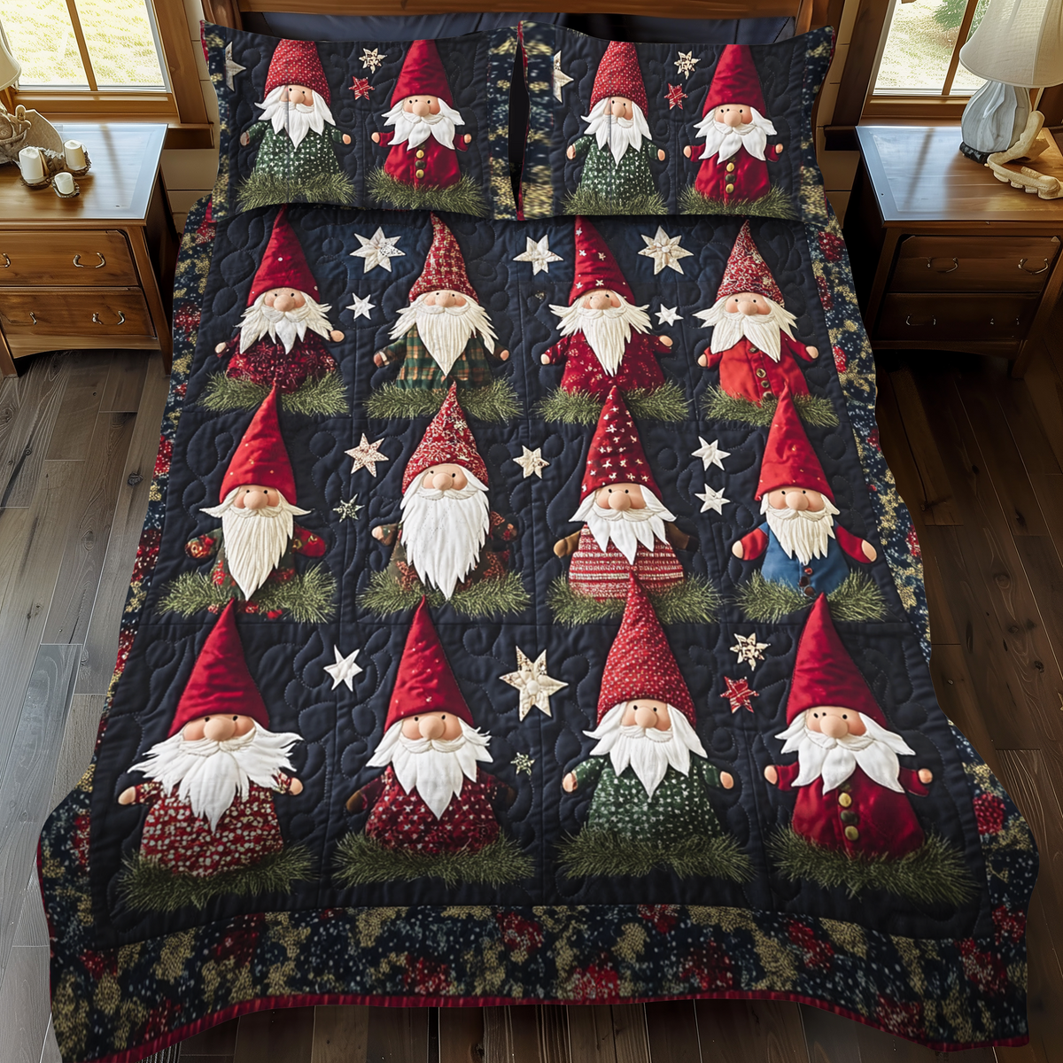 Gnome Stars 3-Piece Quilted Bedding Set - Single (59" x 70")