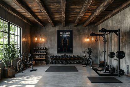 Go Hard Or Go Home Man With Barbell Gym Motivation Wall Art