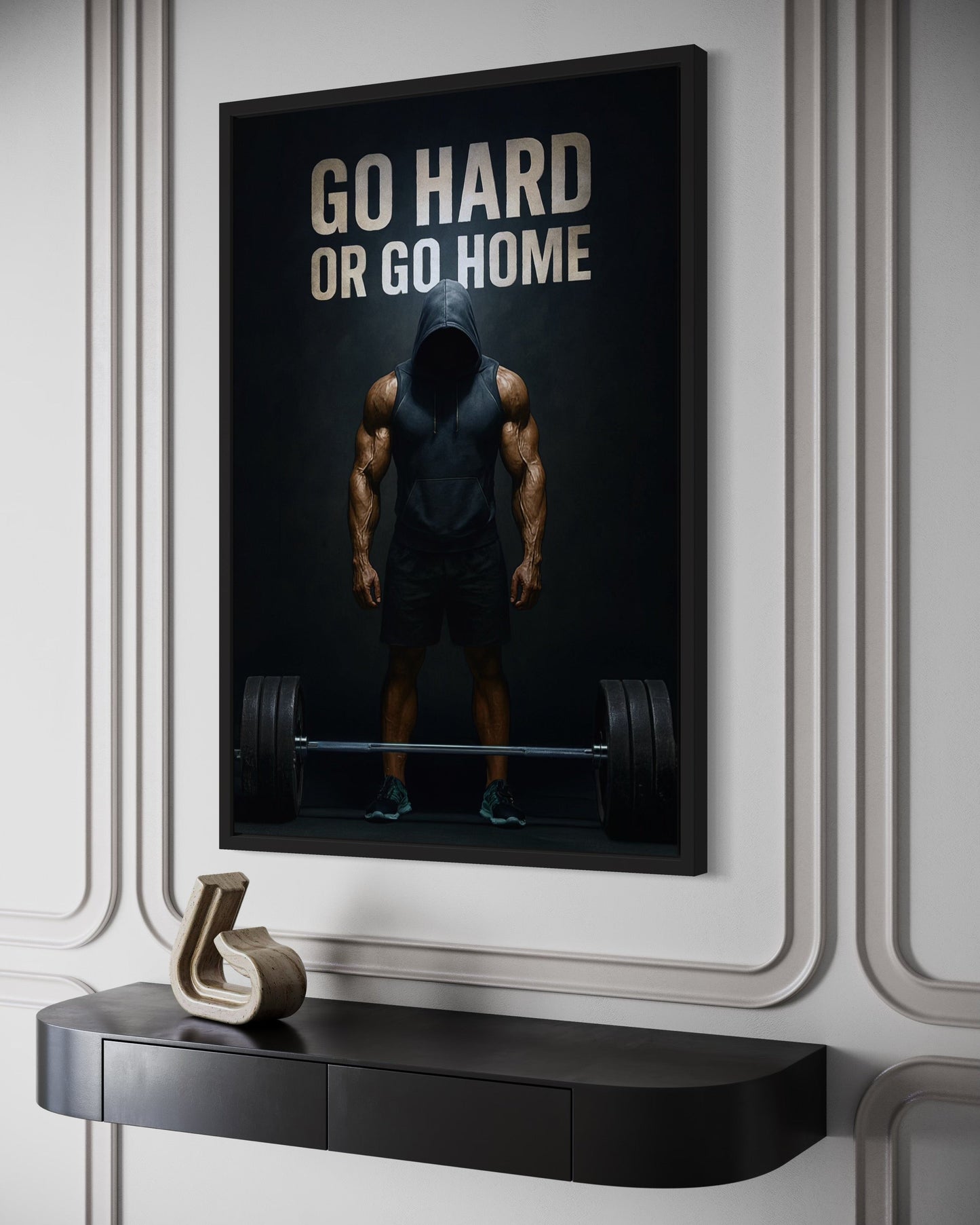 Go Hard Or Go Home Man With Barbell Gym Motivation Wall Art