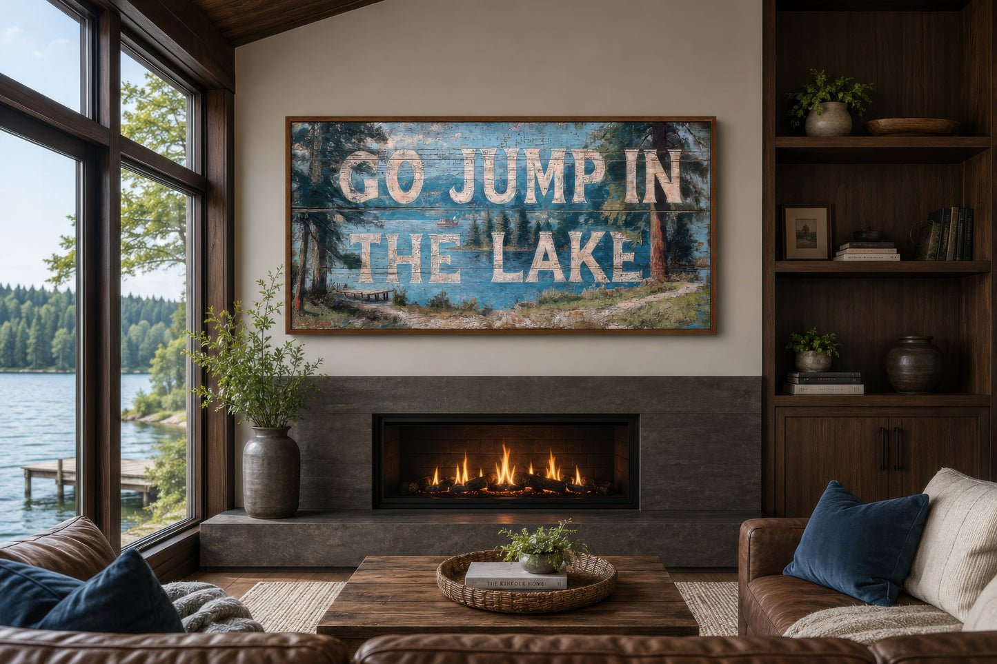 Go Jump in the Lake Painting On Wood Canvas Wall Art