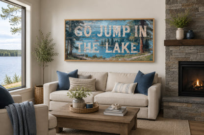Go Jump in the Lake Painting On Wood Canvas Wall Art