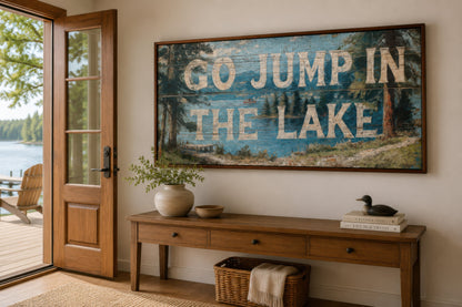 Go Jump in the Lake Painting On Wood Canvas Wall Art