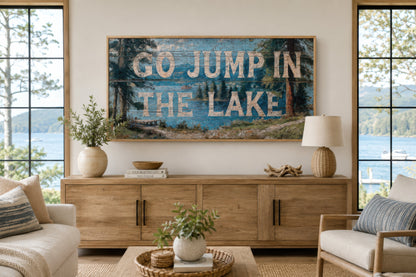 Go Jump in the Lake Painting On Wood Canvas Wall Art