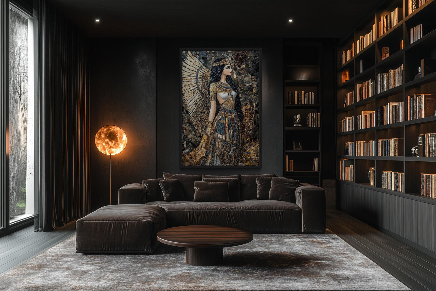 Goddess Isis Mosaic Style Egyptian Framed Canvas Wall Art