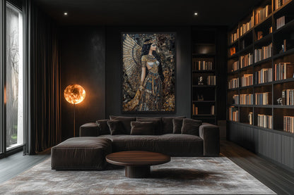 Goddess Isis Mosaic Style Egyptian Framed Canvas Wall Art