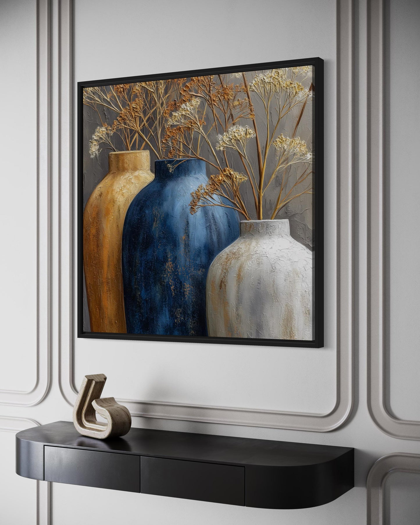 Gold Beige Vase Dining Room Wall Art