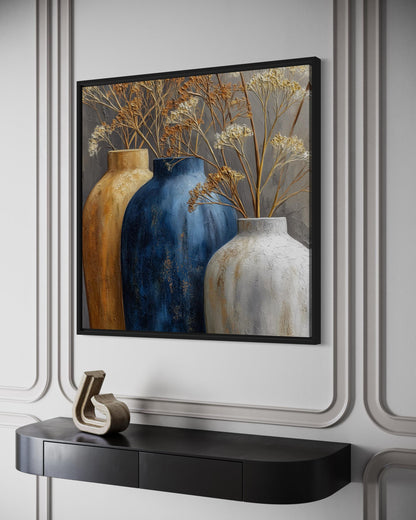 Gold Beige Vase Dining Room Wall Art