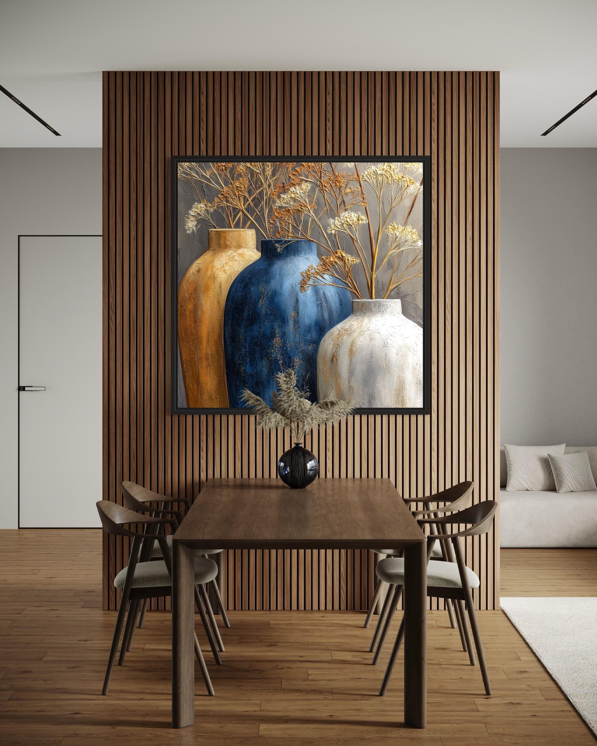 Gold Beige Vase Dining Room Wall Art