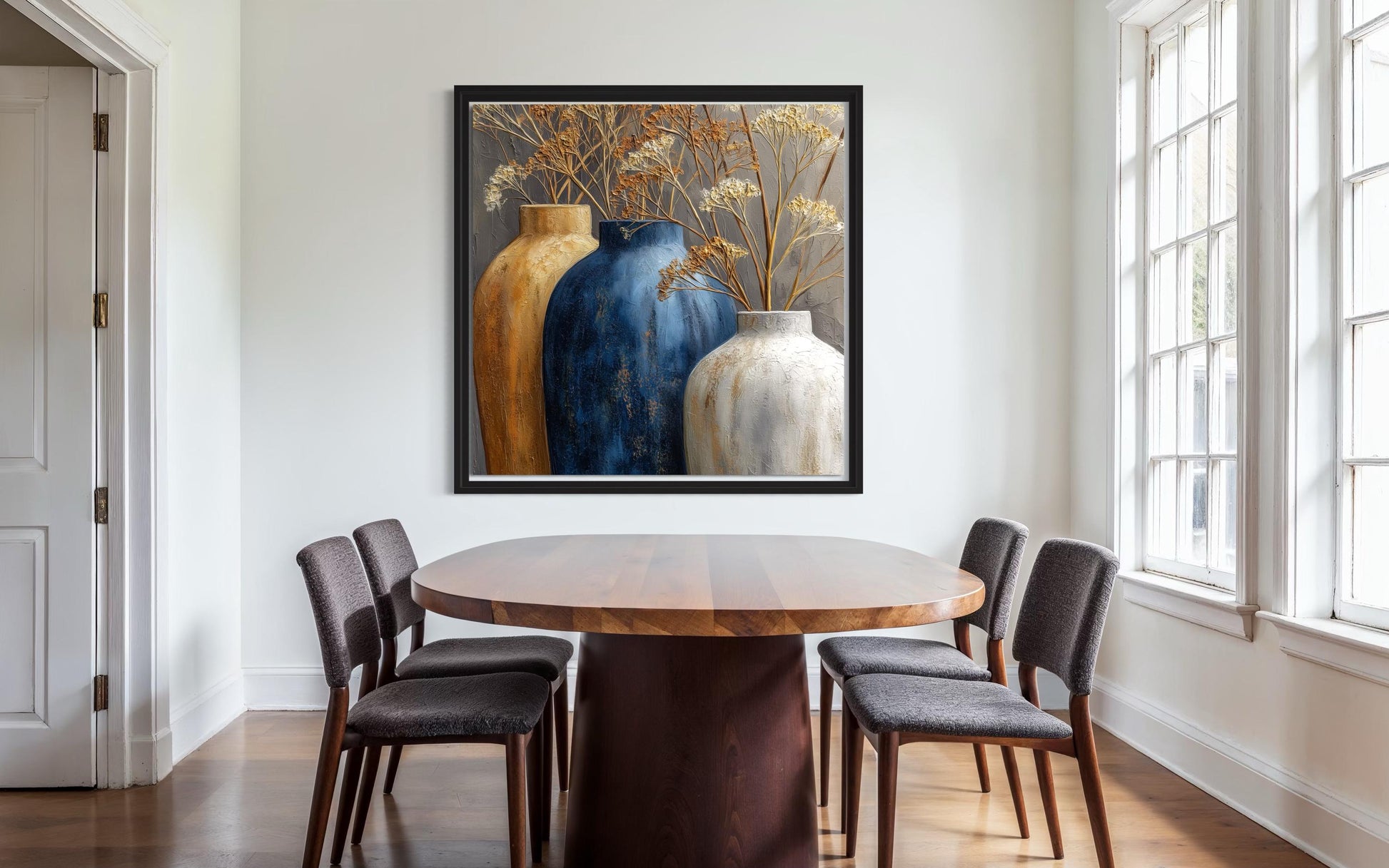 Gold Beige Vase Dining Room Wall Art