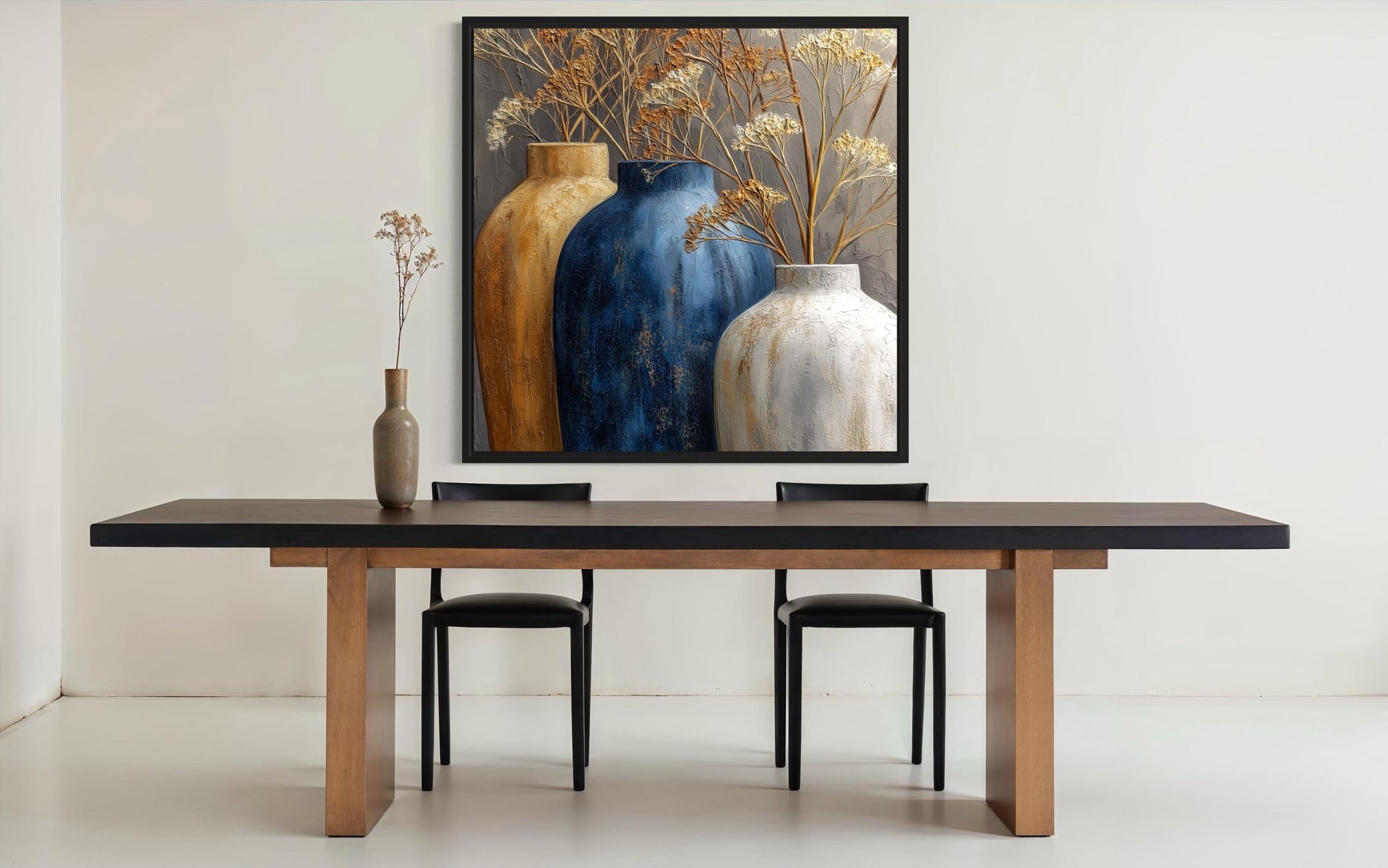 Gold Beige Vase Dining Room Wall Art