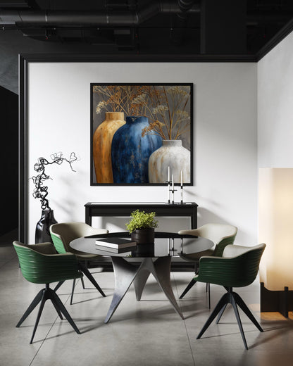 Gold Beige Vase Dining Room Wall Art