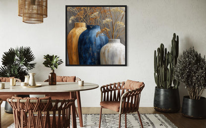 Gold Beige Vase Dining Room Wall Art