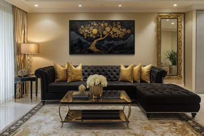 Gold Tree of Life Wall Art on Black Background