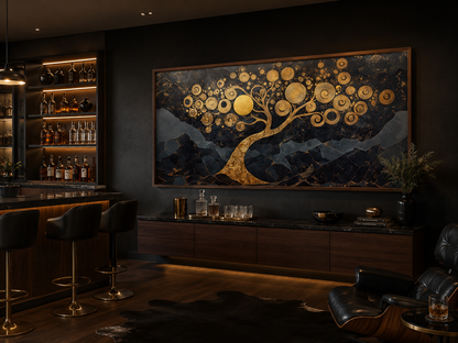 Gold Tree of Life Wall Art on Black Background