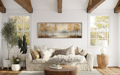 Golden Autumn Forest Panoramic Canvas Wall Art