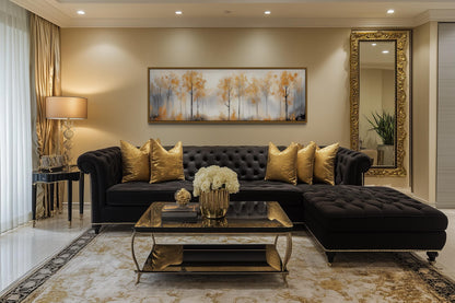 Golden Autumn Trees Long Horizontal Canvas Wall Art