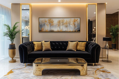 Golden Autumn Trees Long Horizontal Canvas Wall Art