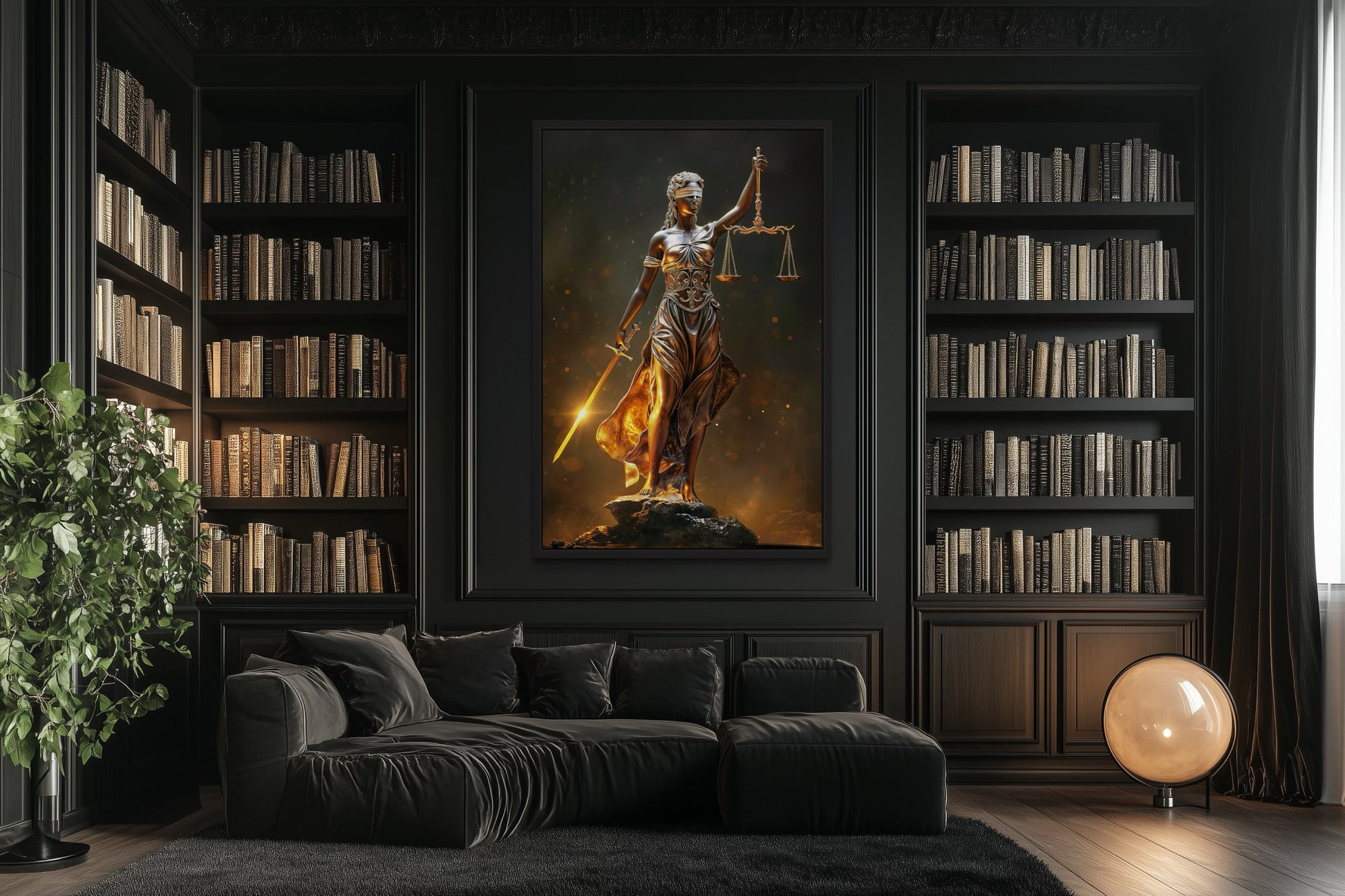 Golden Lady Justice Law Office Framed Canvas Wall Art