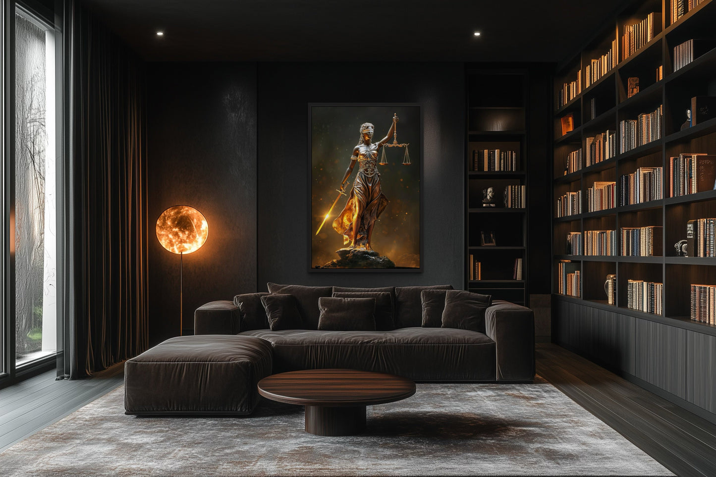 Golden Lady Justice Law Office Framed Canvas Wall Art