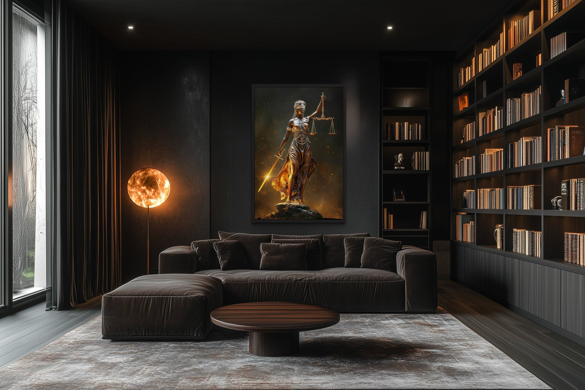 Golden Lady Justice Law Office Framed Canvas Wall Art