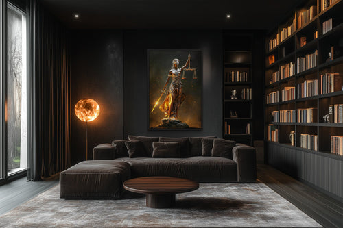 Golden Lady Justice Law Office Framed Canvas Wall Art