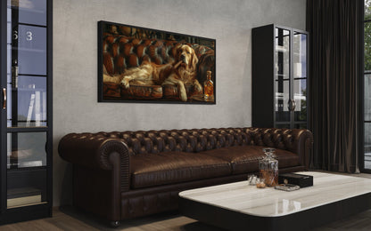 Golden Retriever Wall Art – Funny Dog Canvas Print | Whiskey Drinking Decor