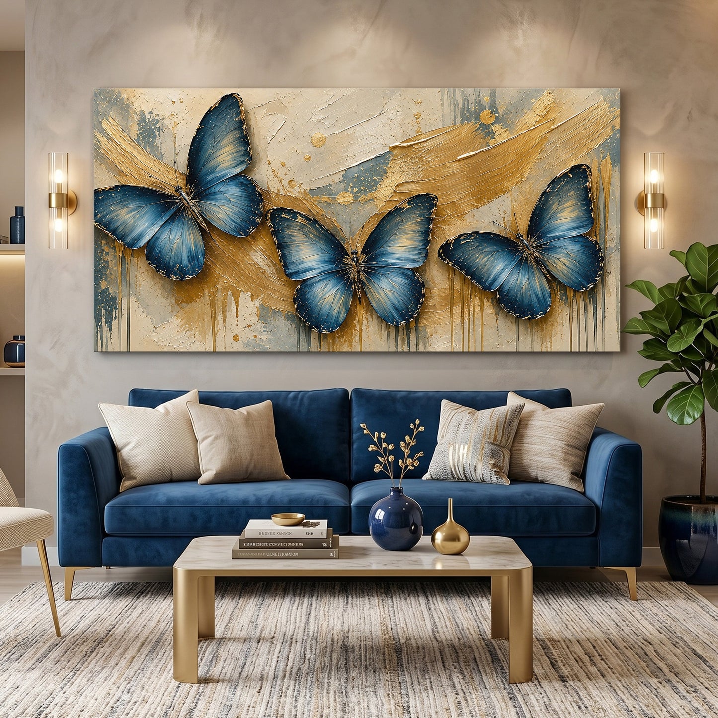 Golden Blue Butterflies